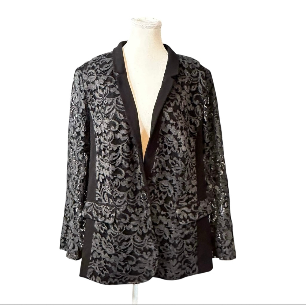Lane Bryant Size 22 Black Lace Blazer Plus Size Evening Jacket